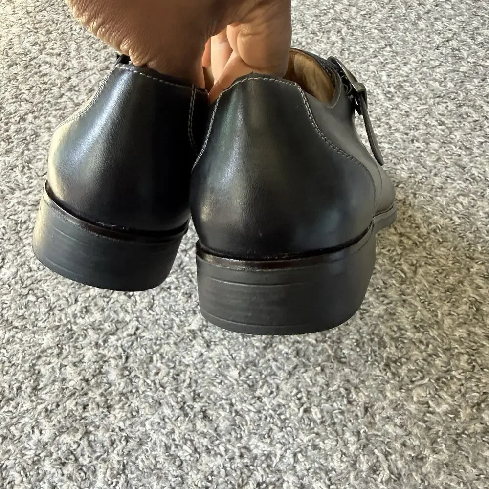 Sandro Comfort Black Leather Monk Strap Oxford Shoes Men's 11.5 D